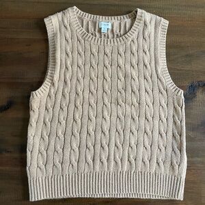 J. Crew Tan Cable Knit Sweater Vest Size Small